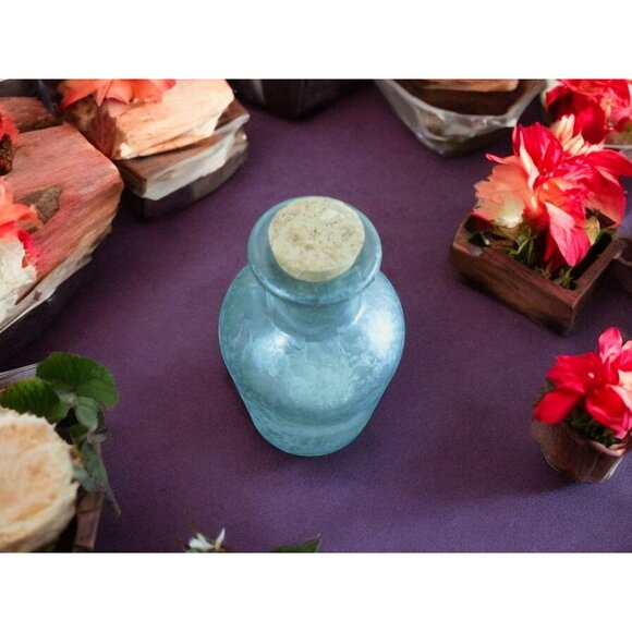 Antique Design Frosted Glass Apothecary Bottle With Cork Stopper 6" - Picture 4 of 8